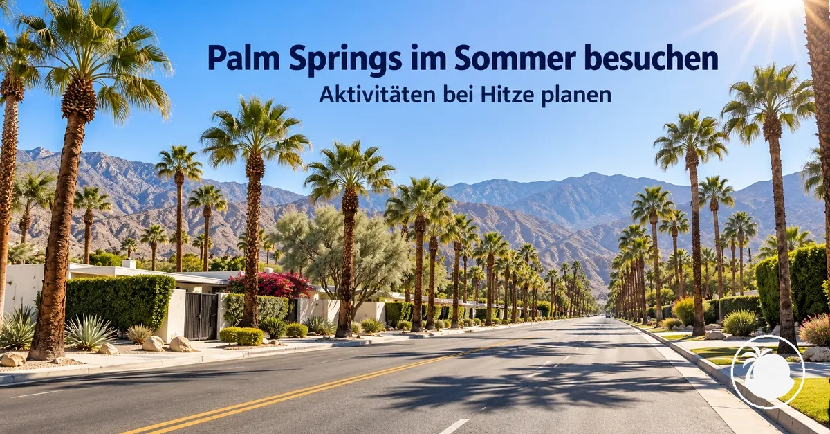 Helle Sommersonne über einer palmengesäumten Straße in Palm Springs
