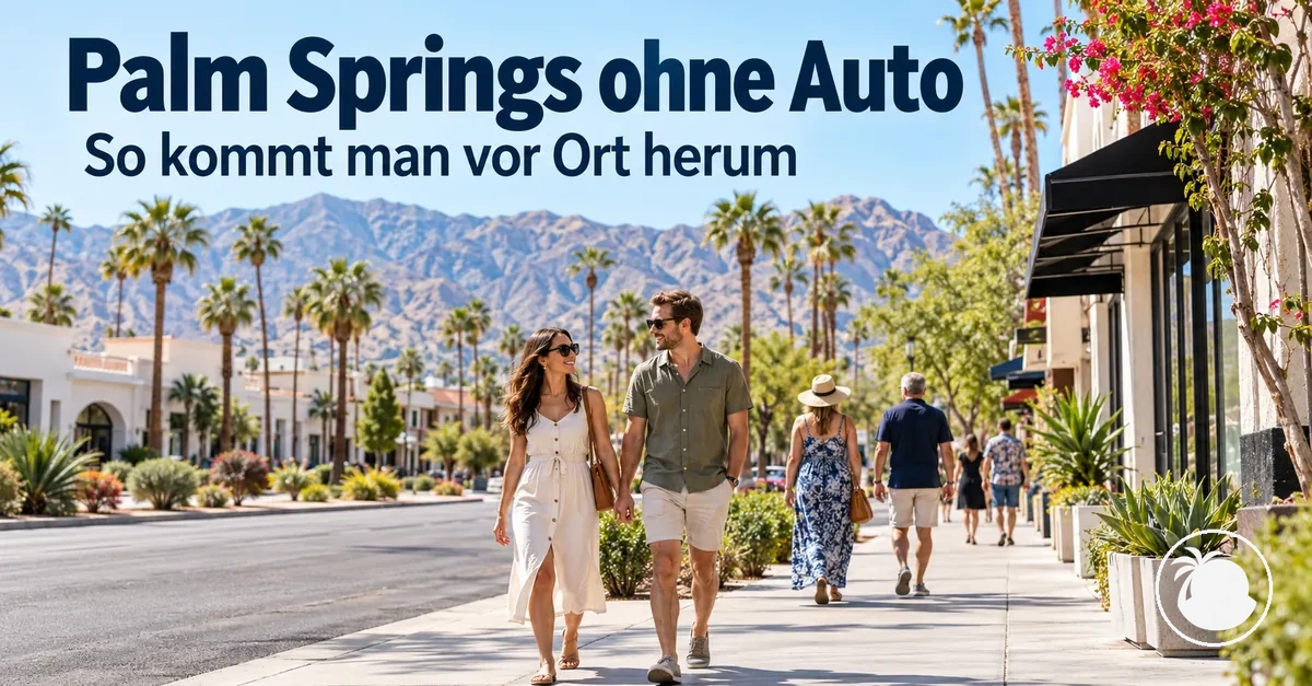 Fußgänger auf einem Gehweg in der Innenstadt von Palm Springs
