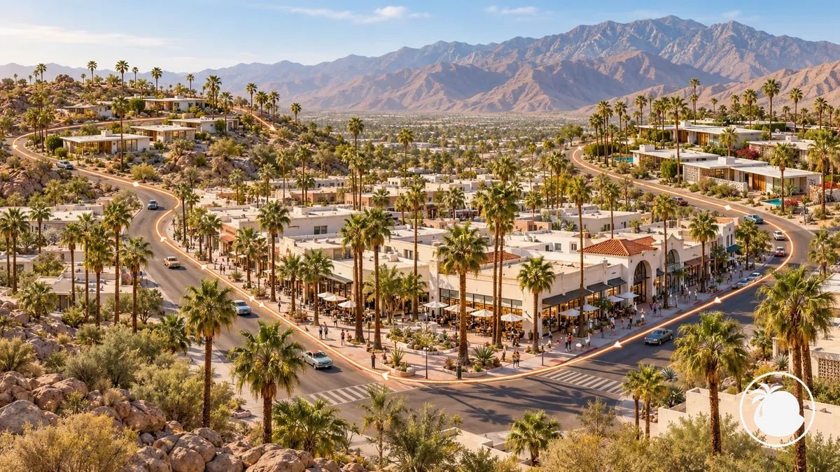 Kompakte Sightseeing-Runde, die die Innenstadt von Palm Springs mit nahe gelegenen Midcentury-Vierteln verbindet