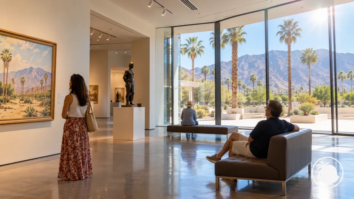 Besucher verbringen einen heißen Nachmittag in Palm Springs in einer klimatisierten Innenumgebung bei hellem Sommerlicht draußen
