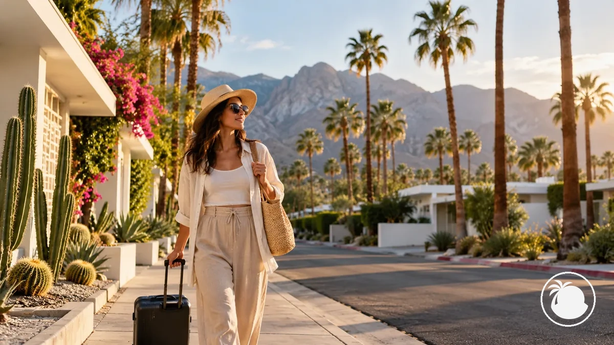 Entspannte Ankunft am ersten Tag in Palm Springs mit einer niedrigschwelligen Aktivität in der Nähe.