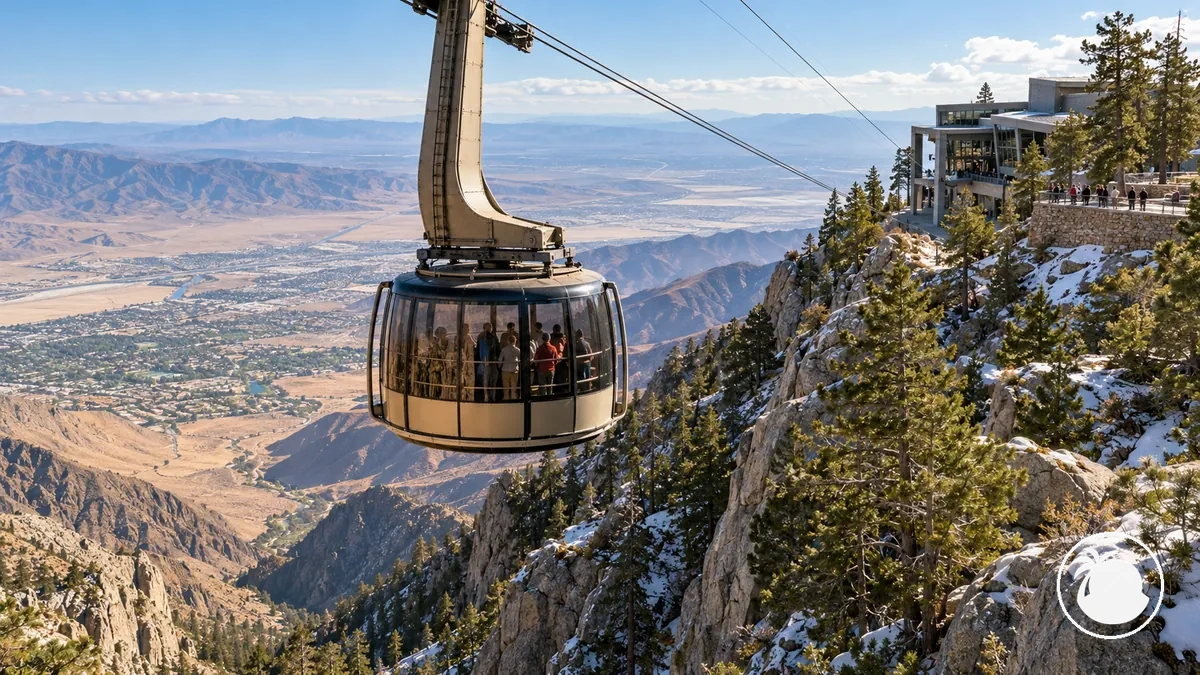 View from the Palm Springs Aerial Tramway toward the mountain and valley