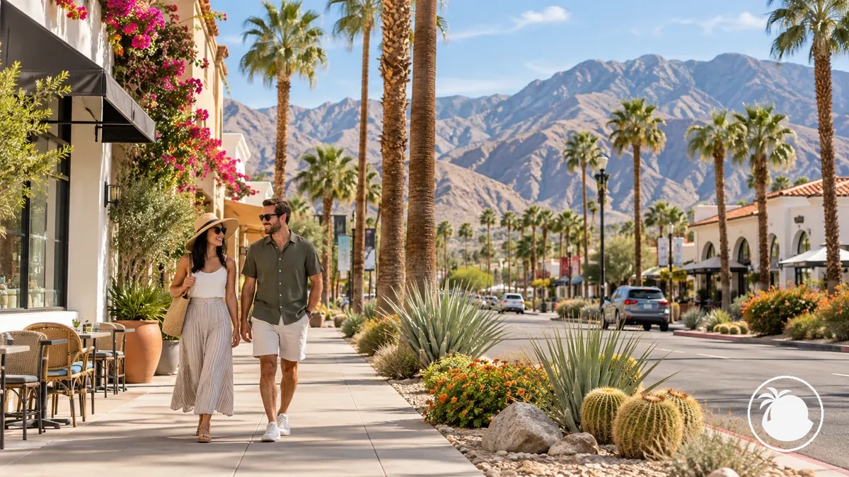 Palm Springs streetscape illustrating a shortened arrival or departure day