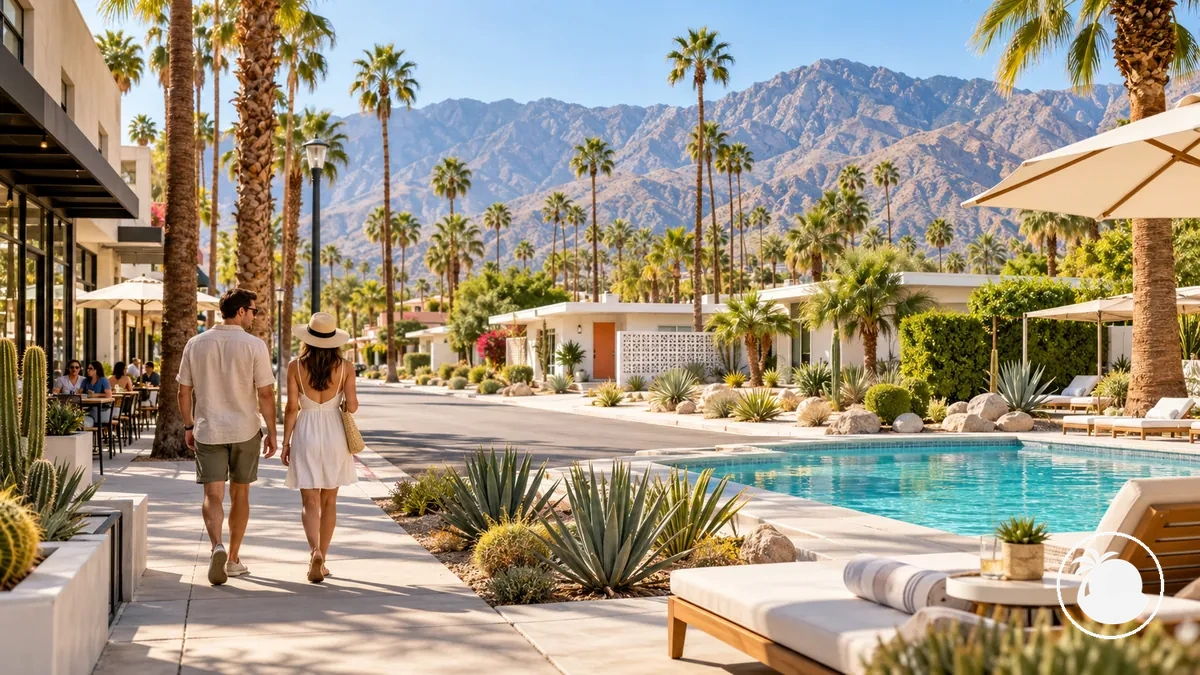 Centro de Palm Springs y barrios cercanos de mediados de siglo en una ruta compacta del día 1