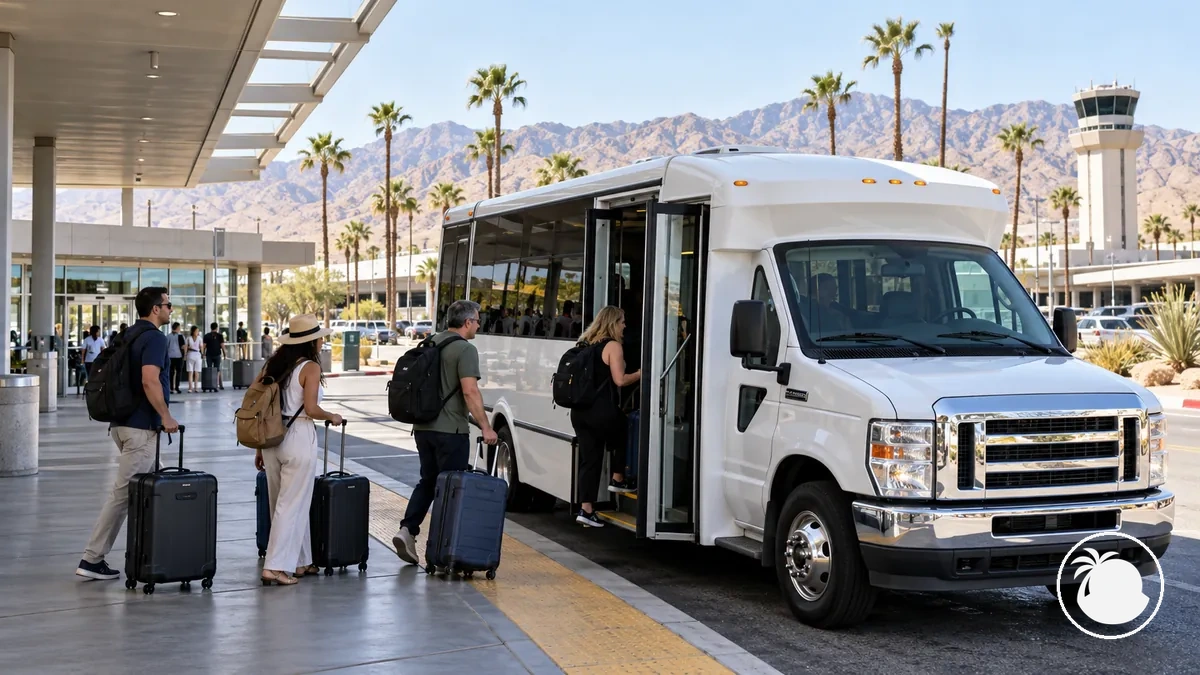 Lanzadera del aeropuerto en una zona de recogida del Aeropuerto Internacional de Palm Springs
