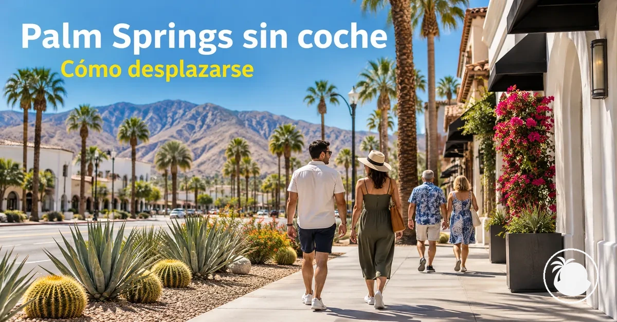 Peatones caminando por una acera del centro de Palm Springs