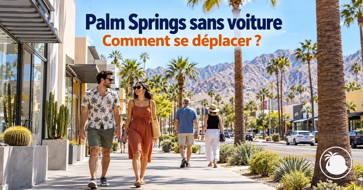 Piétons marchant sur un trottoir du centre-ville de Palm Springs