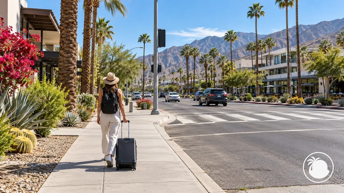 Itinéraire piéton entre l’aéroport et le centre-ville de Palm Springs