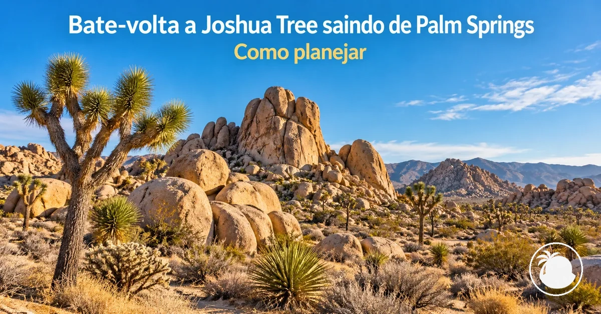Formações rochosas e vegetação do deserto no Parque Nacional de Joshua Tree