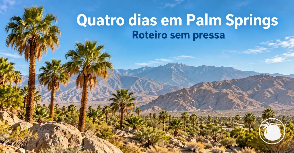 Palmeiras e paisagem desértica nos arredores de Palm Springs.