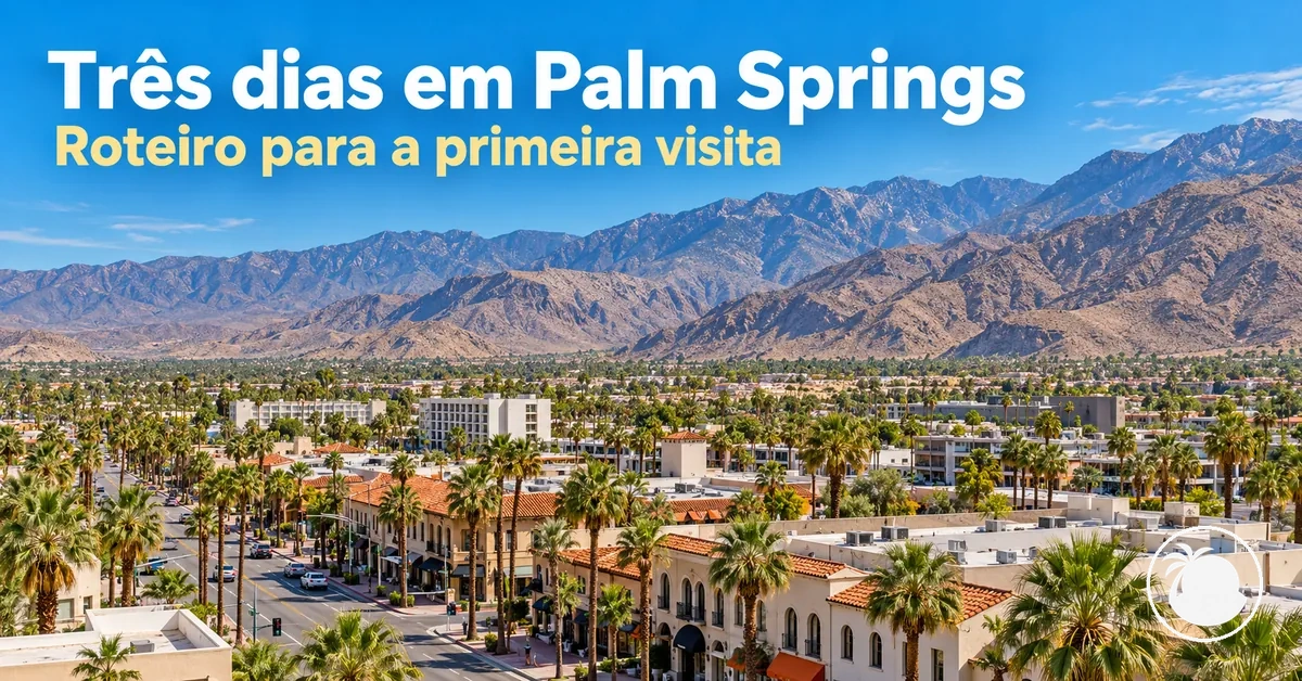 Centro de Palm Springs com montanhas desérticas ao redor da cidade