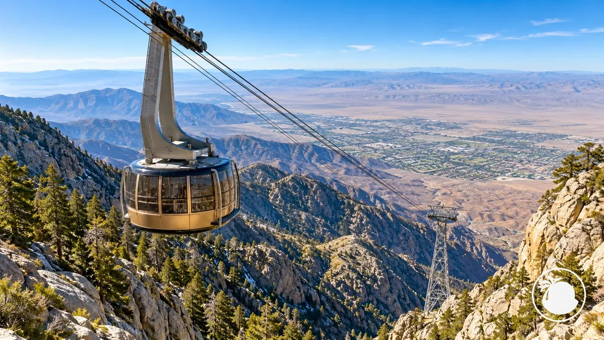 Bondinho do Teleférico Aéreo de Palm Springs nas montanhas San Jacinto