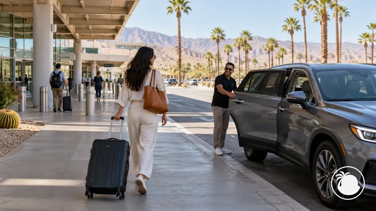 Palm Springs Uluslararası Havalimanında araç paylaşımı yolcu alma alanı