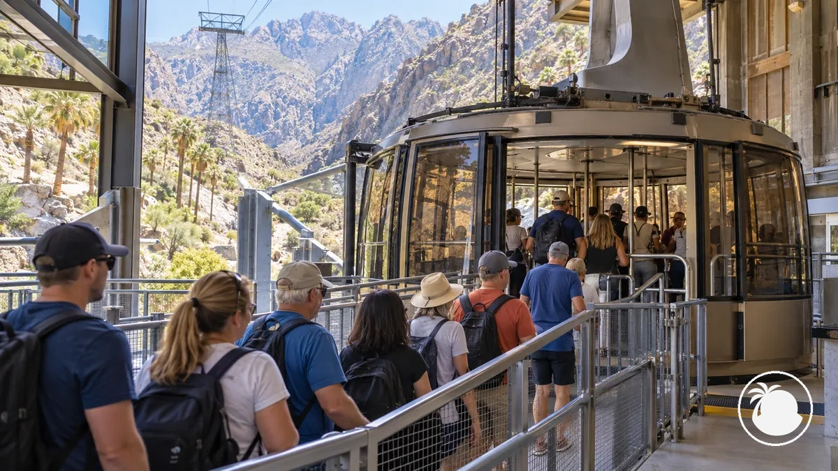 Palm Springs Teleferiği Valley Station biniş ve bekleme alanı