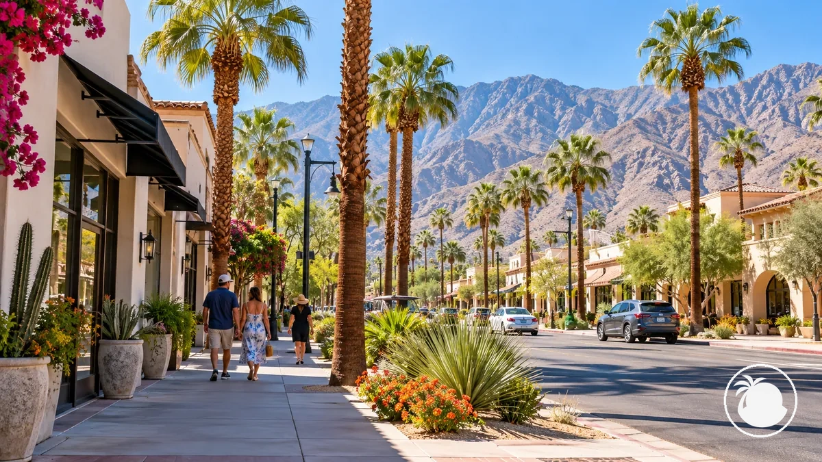 Üç günlük gezi planının ilk günü için yürünebilir Palm Springs şehir merkezi sokakları