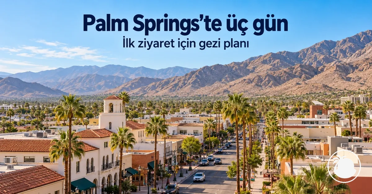 Palm Springs şehir merkezi ve çevresindeki çöl dağları